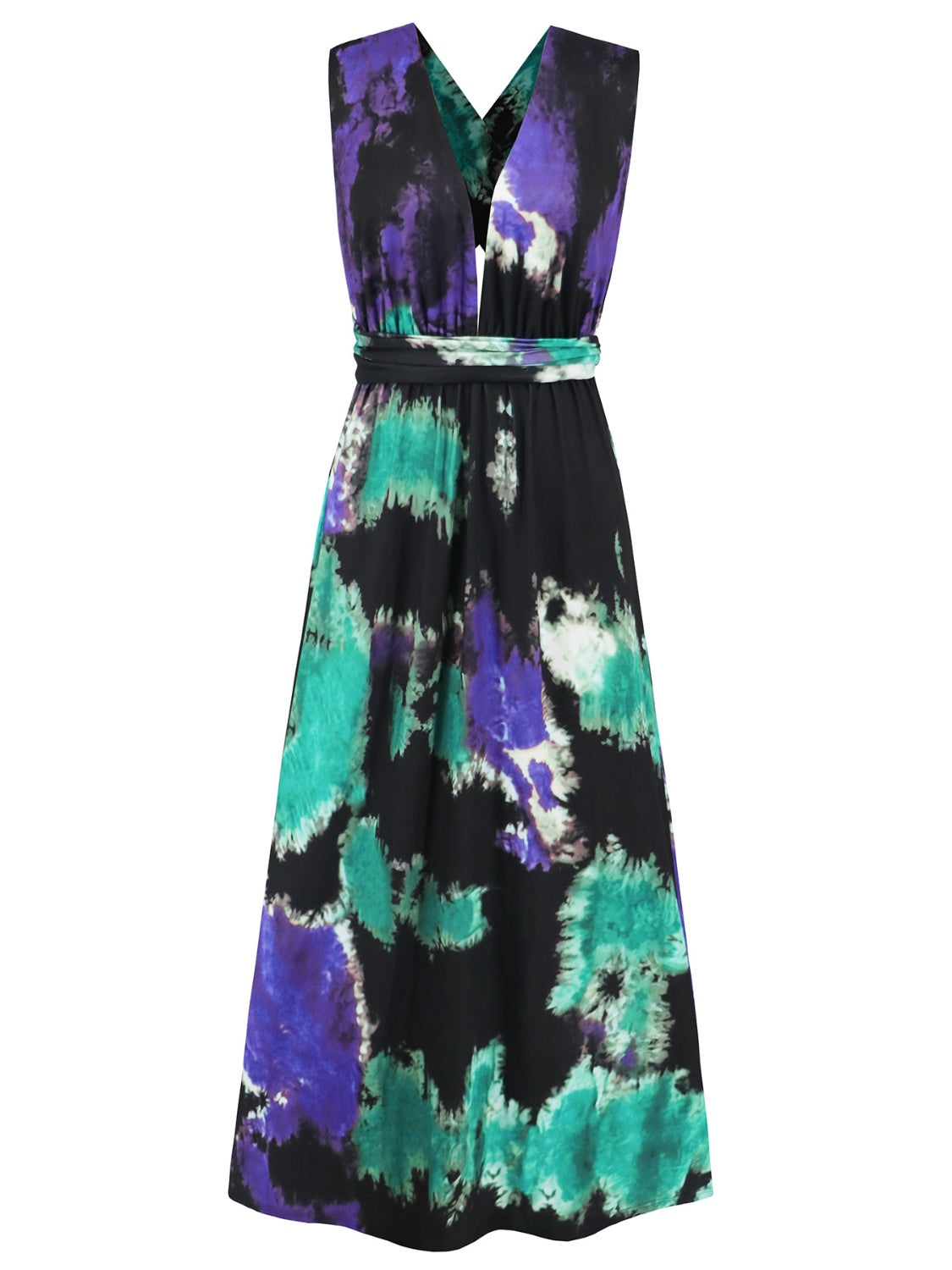 Tied Tie-Dye Sleeveless Dress - MONLANE