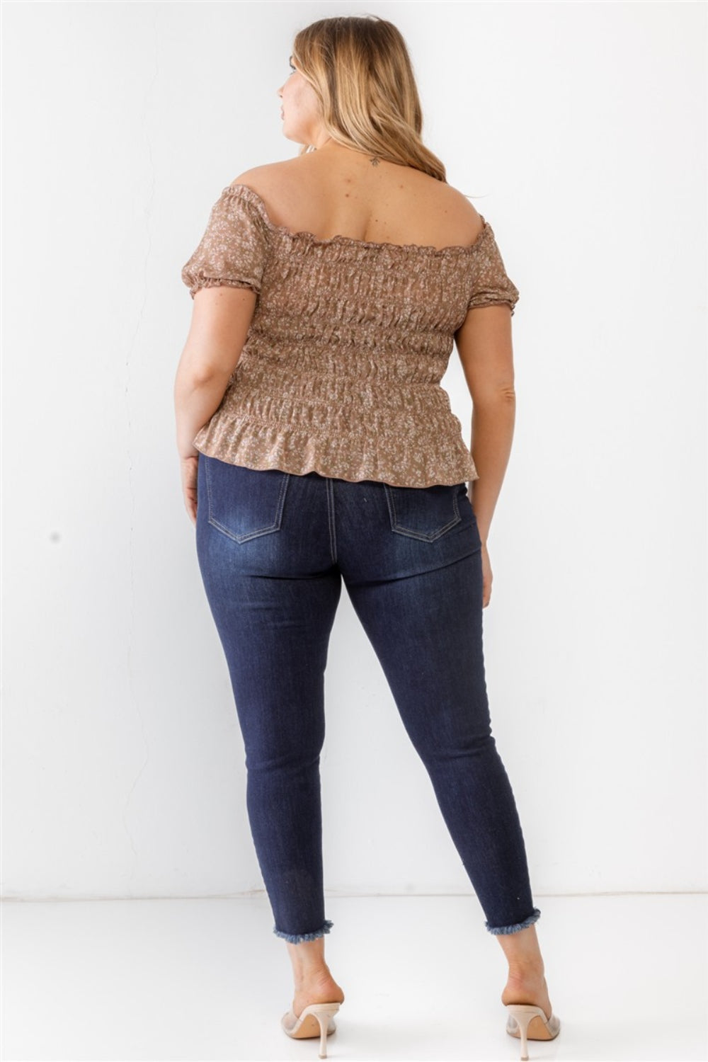 Frill Ruched Off-Shoulder Short Sleeve Blouse