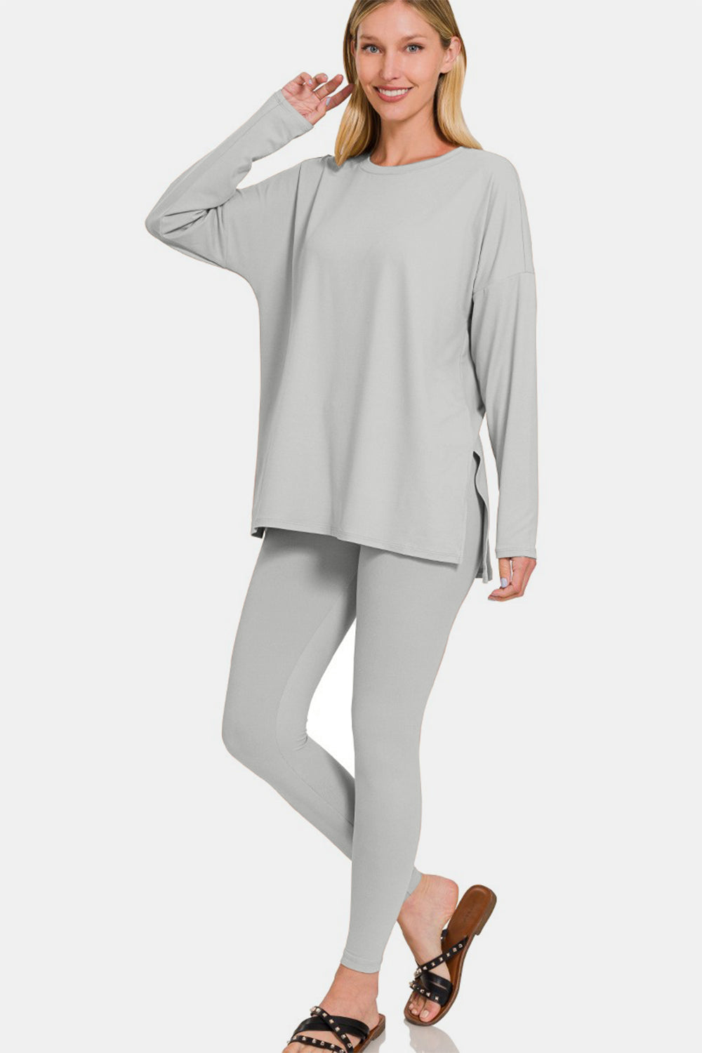 Full Size Microfiber Leggings Lounge Set