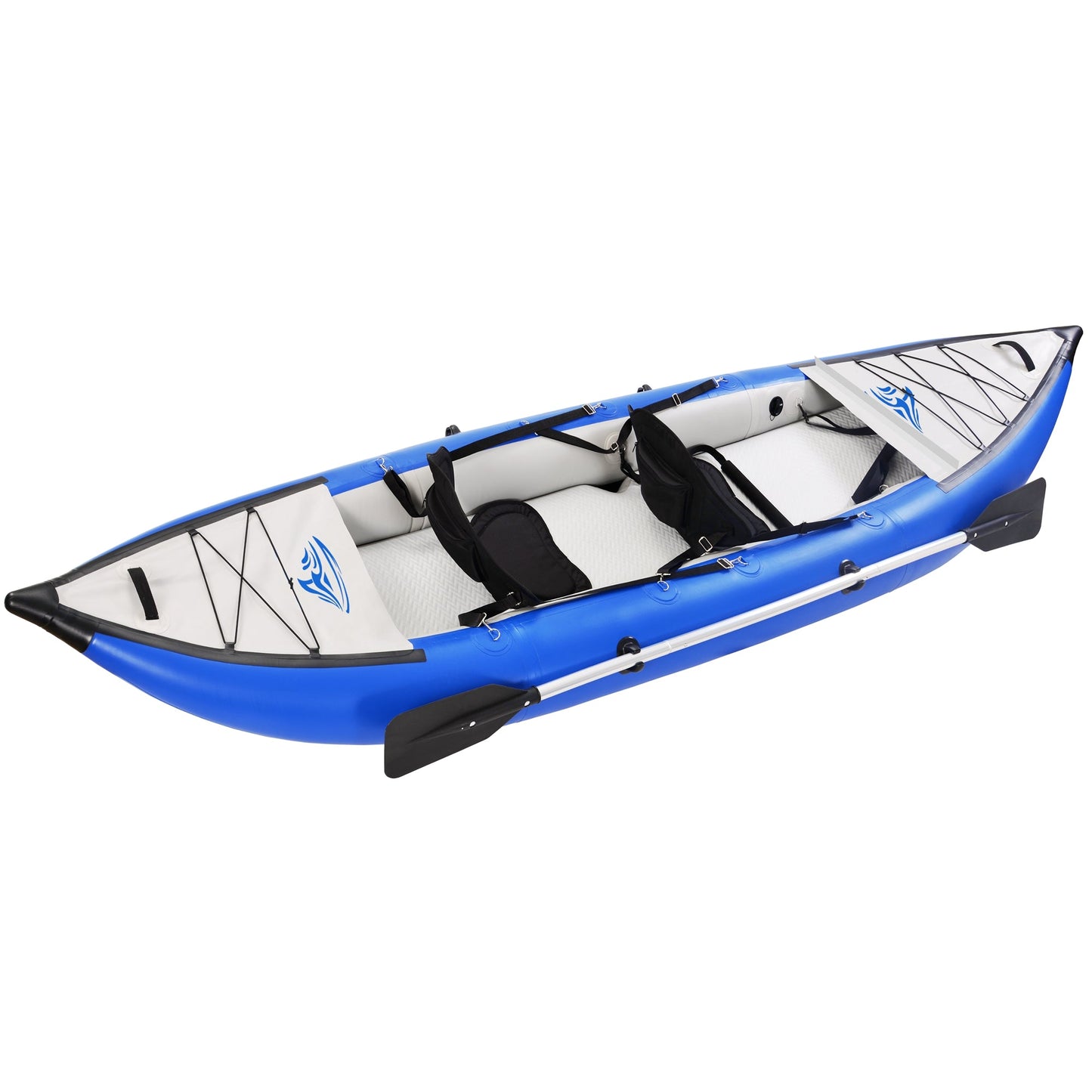 Inflatable Kayak Set with Paddle & Air Pump, Portable Recreational Touring Kayak Foldable Fishing Touring Kayaks, Tandem 2 Person Kayak - MONLANE