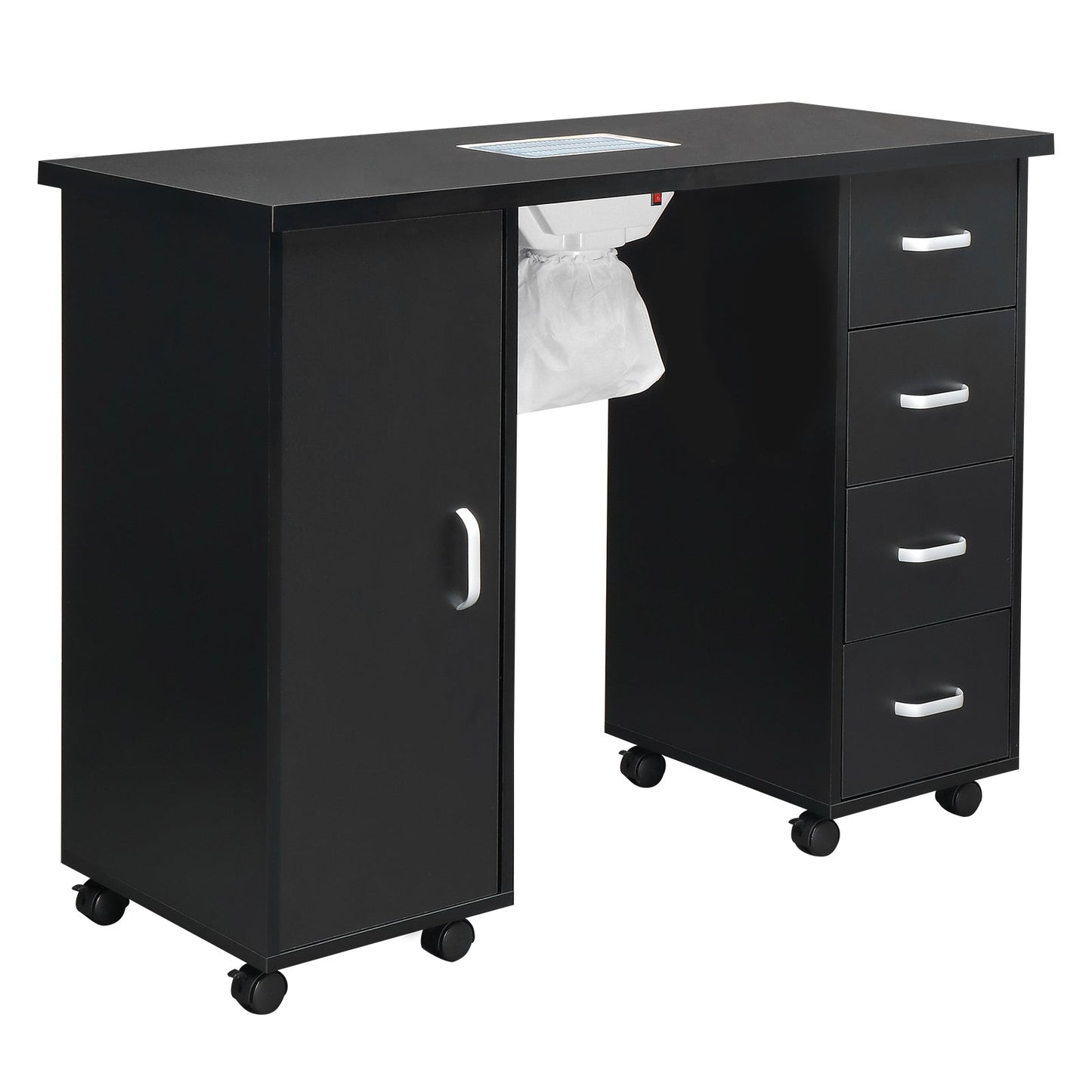 Single Door 4 Drawers with Fan Black Nail Table - MONLANE