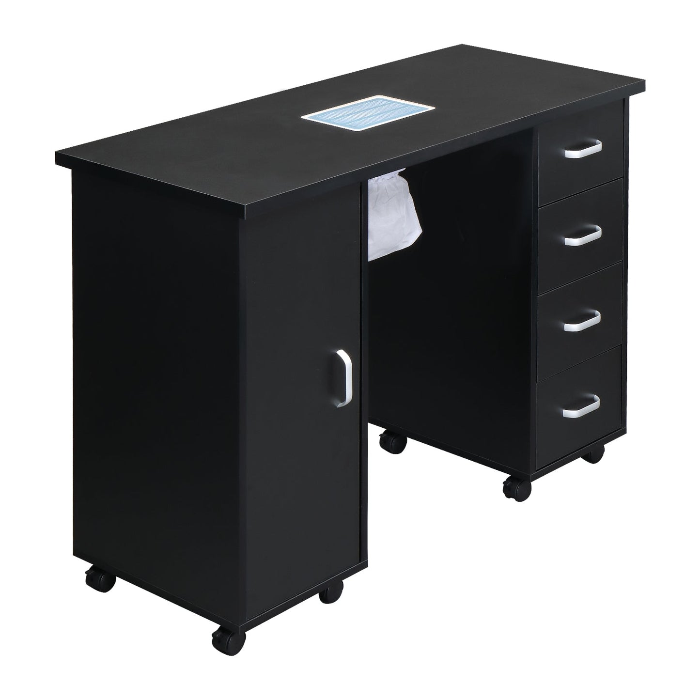 Single Door 4 Drawers with Fan Black Nail Table - MONLANE