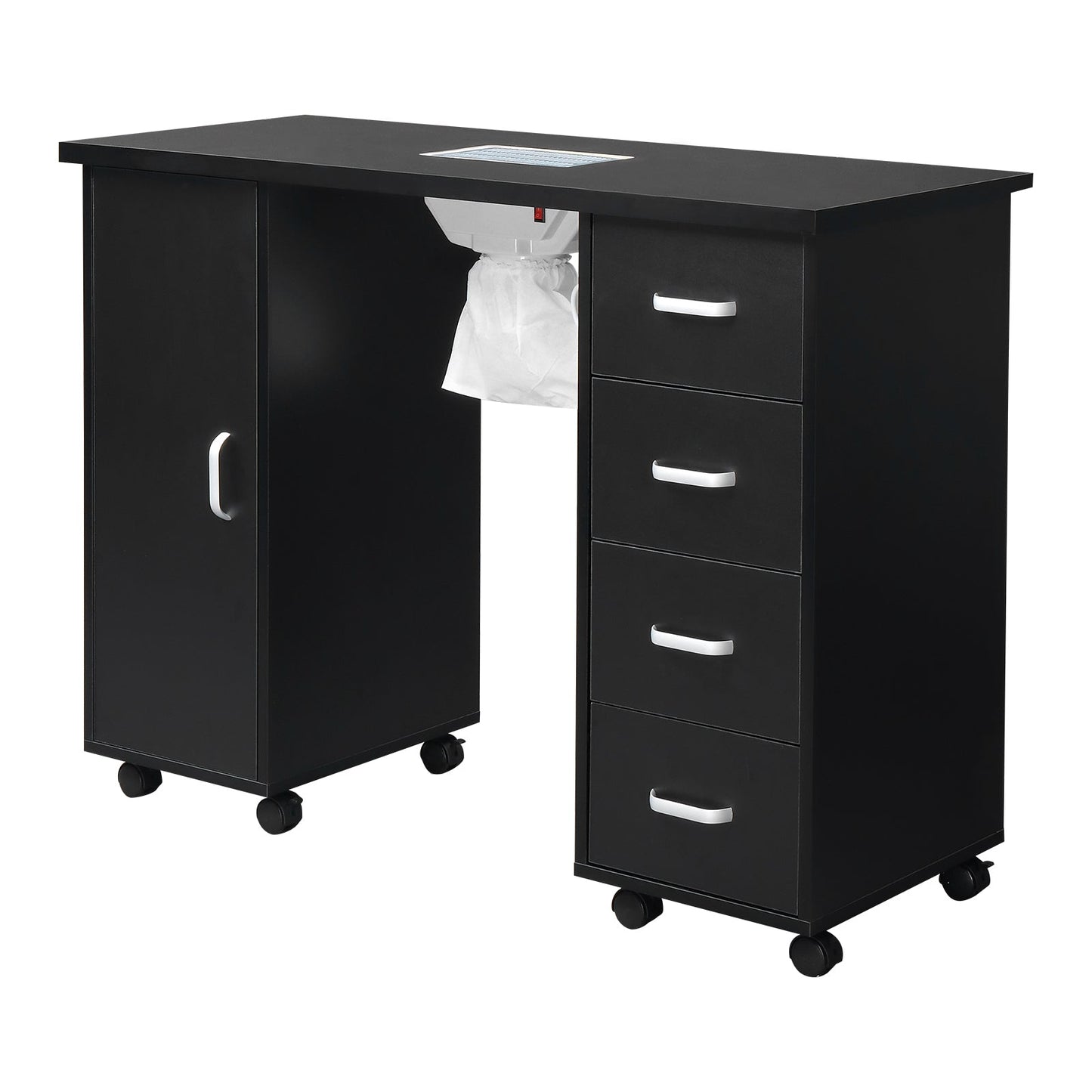 Single Door 4 Drawers with Fan Black Nail Table - MONLANE