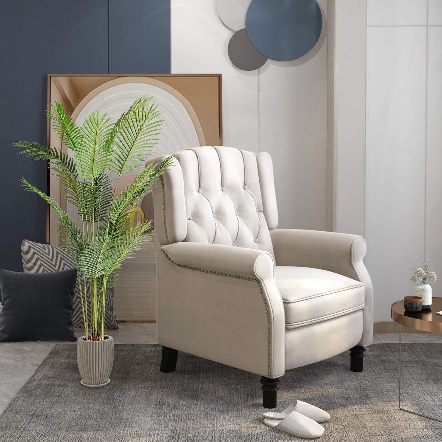 FCH 4FT Green Plastic 12 Leaf Palm Tree Simulation Tree - MONLANE