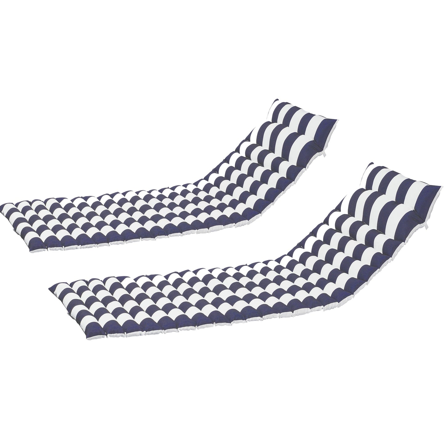 2 PCS Set Outdoor Lounge Chair Cushion Replacement Patio Seat Cushion ,BLUE-WHITE Stripe - MONLANE