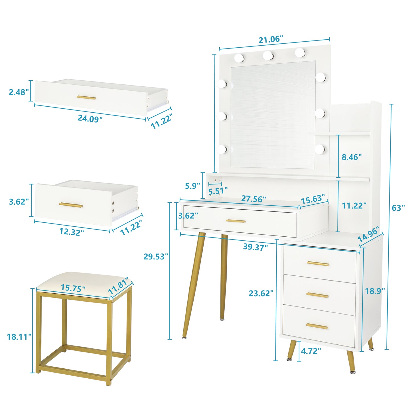 Vanity Set with LED Bulbs