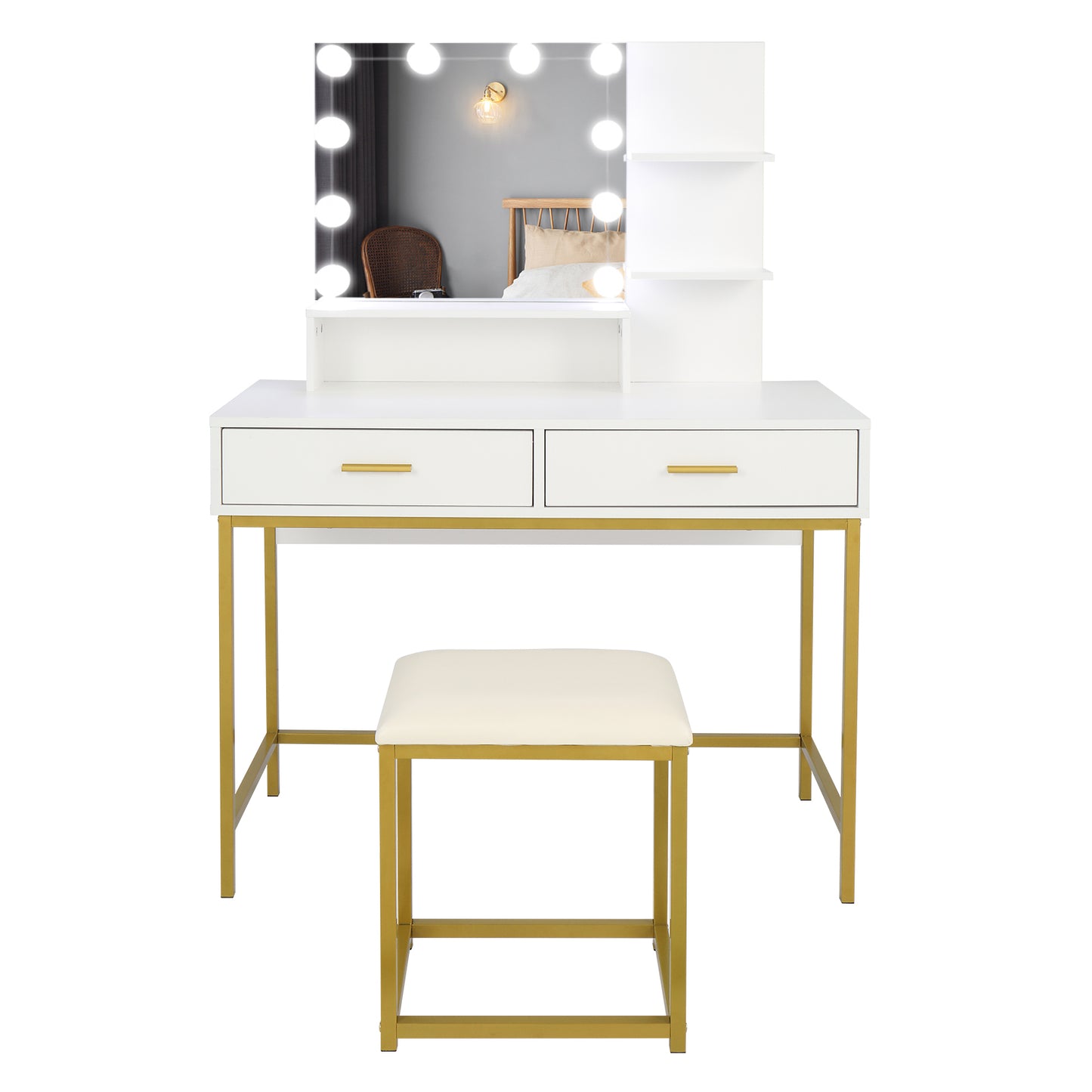 Large Vanity Set with 10 LED Bulbs