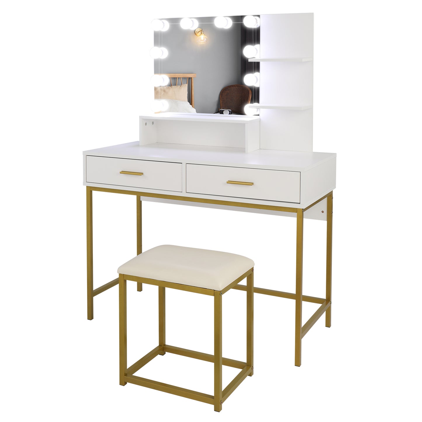 Large Vanity Set with 10 LED Bulbs