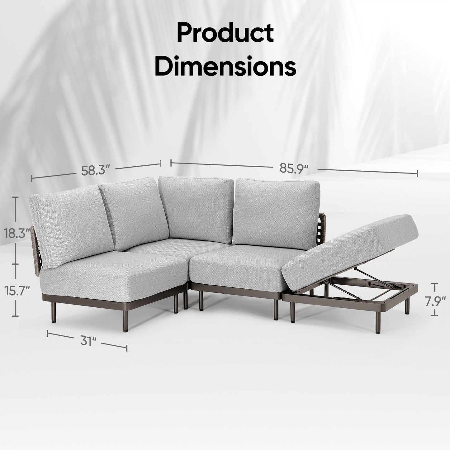 Patio Sofa With Adjustable Recliner