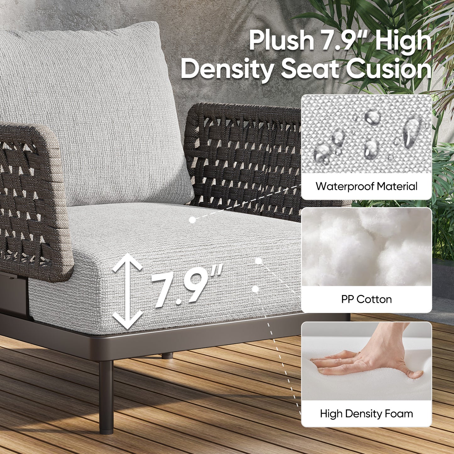 Patio Sofa With Adjustable Recliner