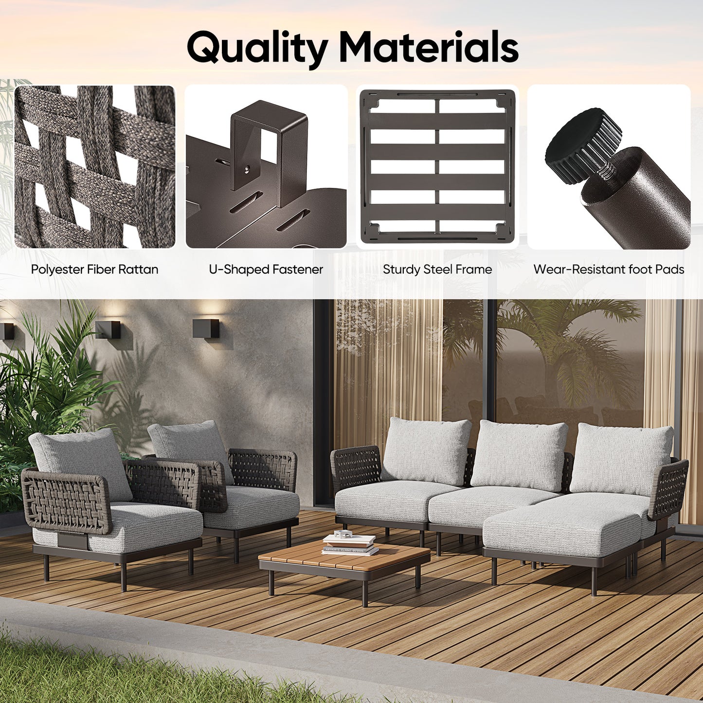 Patio Sofa With Adjustable Recliner