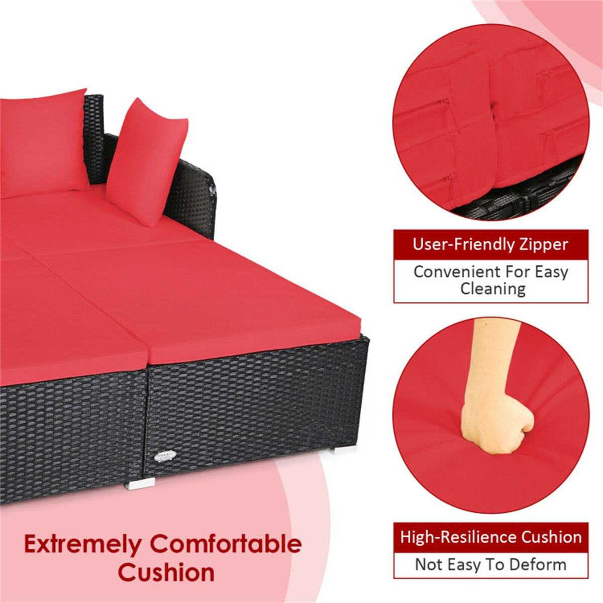 Red Outdoor Rattan Daybed