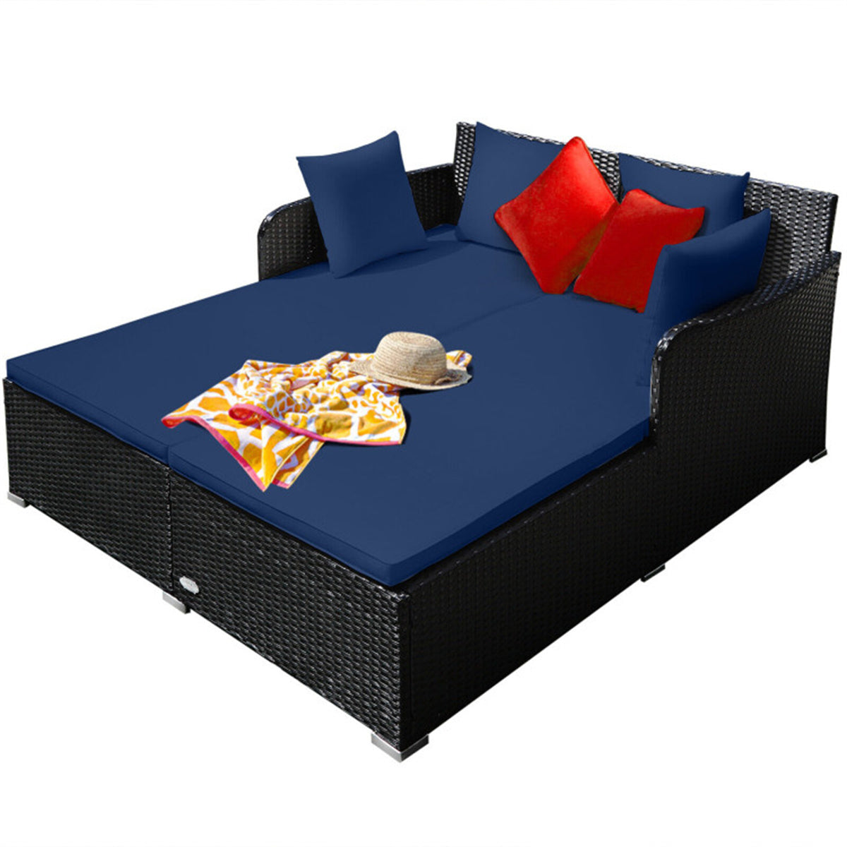 Navy Outdoor Rattan Daybed