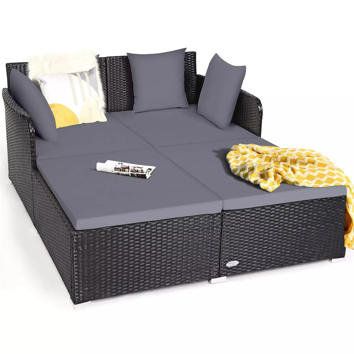 Gray Outdoor Rattan Daybed