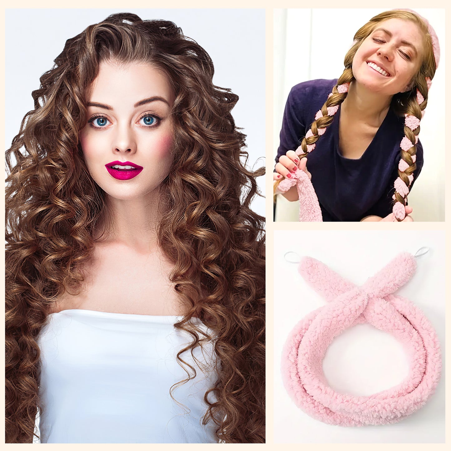 Satin heatless hair curler