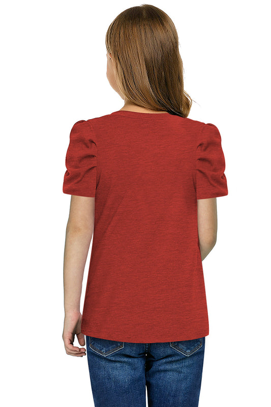 Round Neck Puff Sleeve T-Shirt - MONLANE