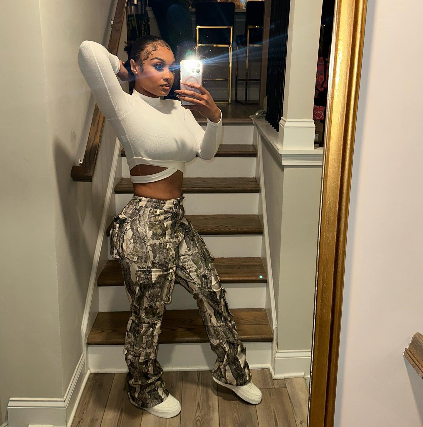Splicing Camouflage High Waist Pants