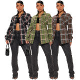 Plaid pocket long shirt