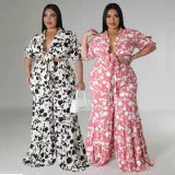 Tie Printed Wide Leg Pants Set