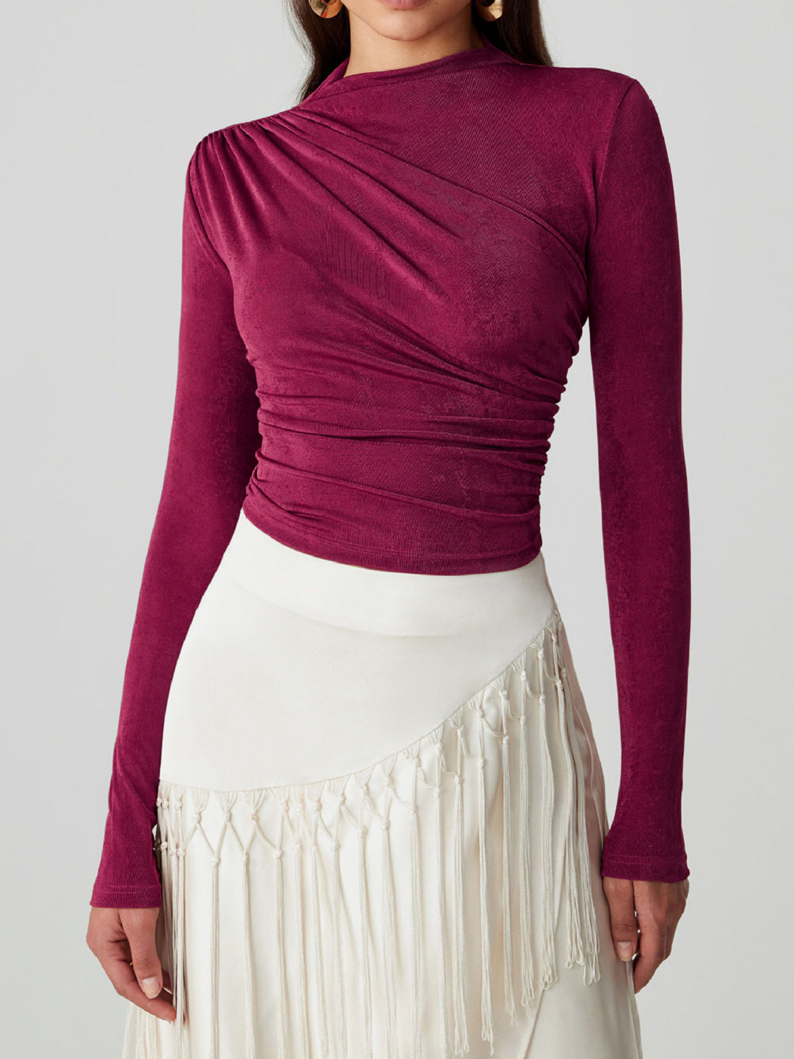 Mock Neck Long Sleeve T-Shirt