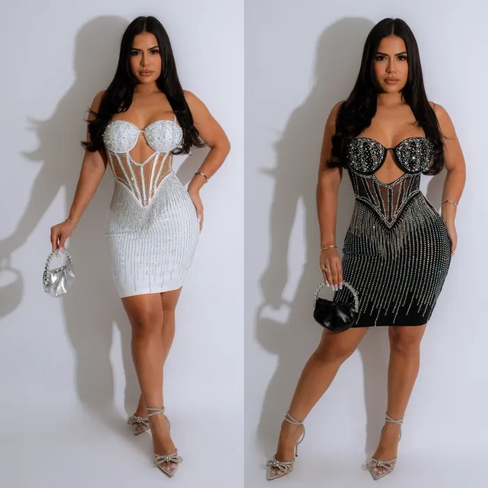 Diamond strip Suspender Dress