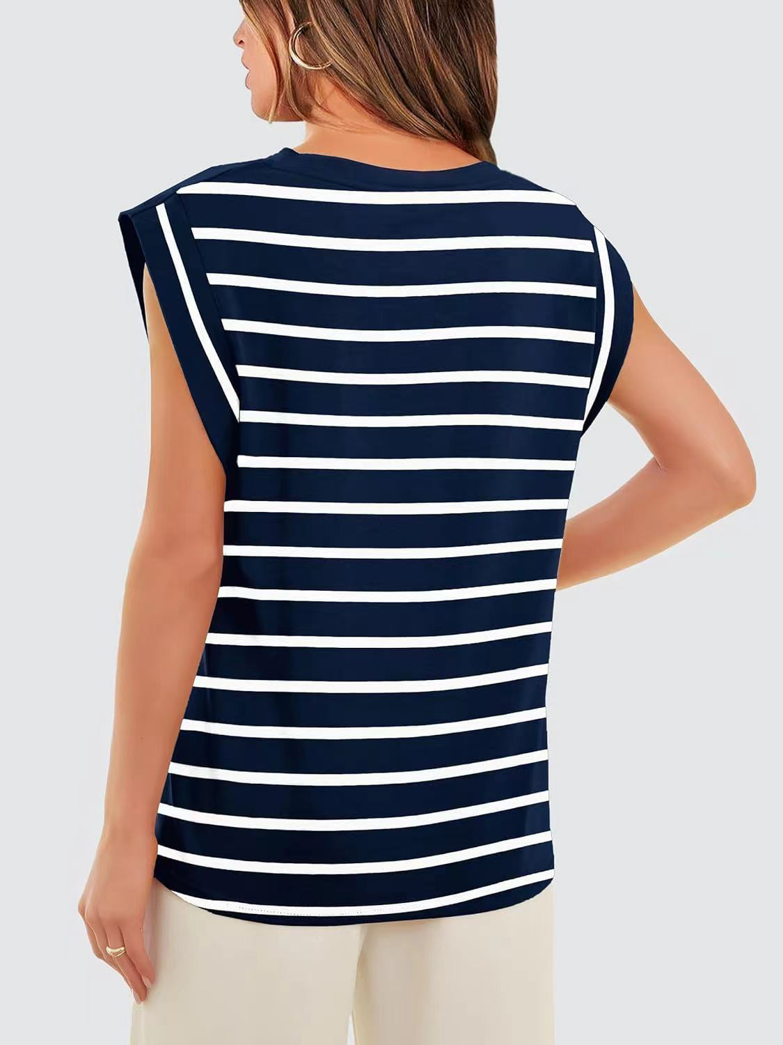 Striped Cap Sleeve T-Shirt
