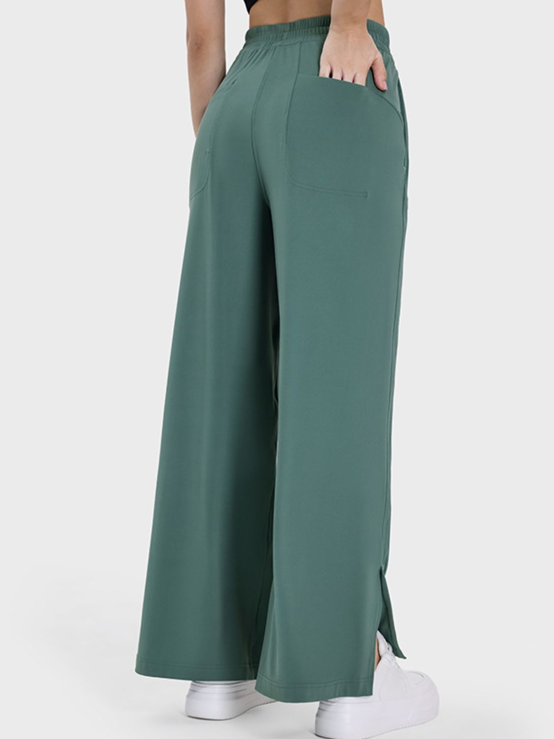 Slit Wide Leg Active Pants - MONLANE