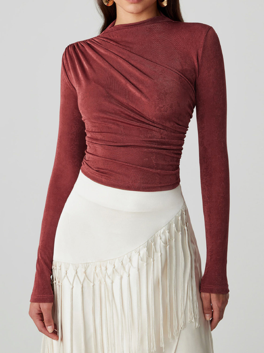 Mock Neck Long Sleeve T-Shirt