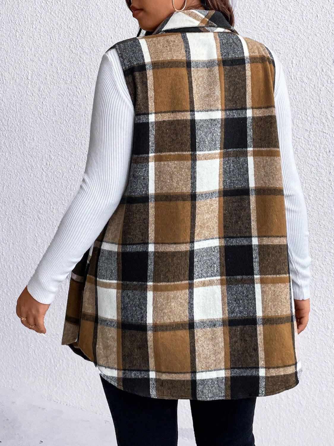 Plus Size Button Up Vest Coat