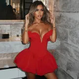 fluffy jumpsuit short skirt