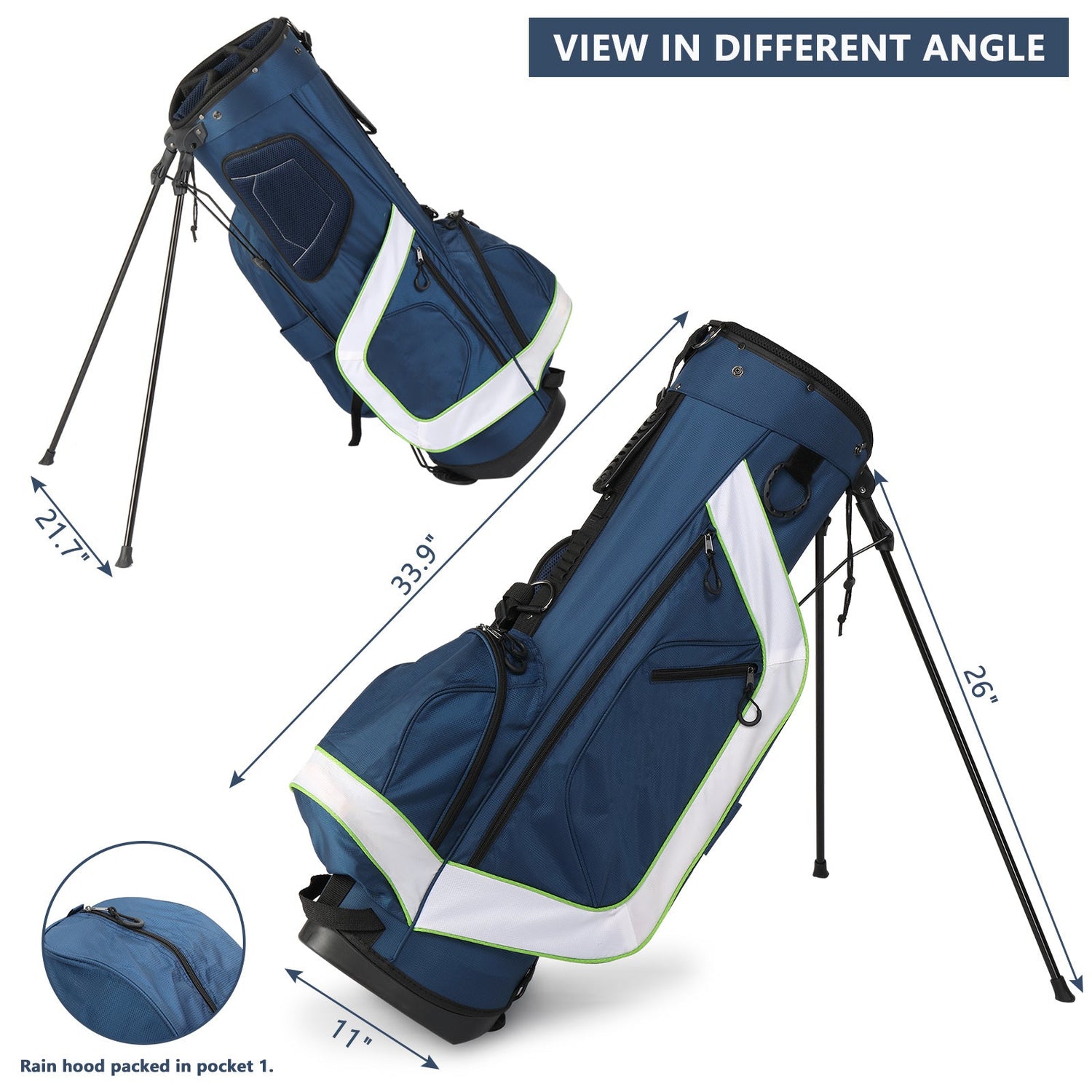 6 Hole Multi-Function Bracket Golf Bag Blue And White - MONLANE