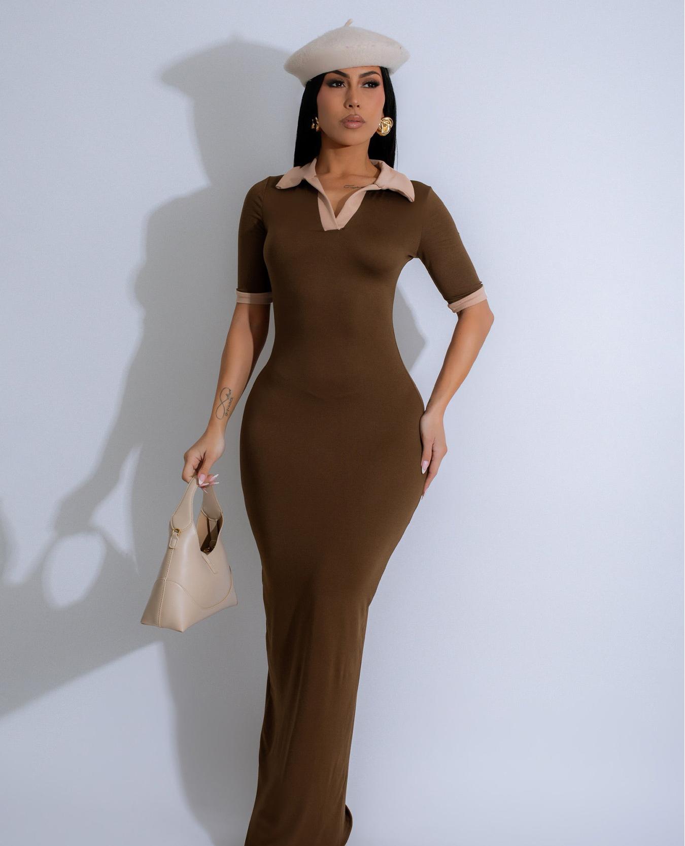 Polo collar hip hugging Dress