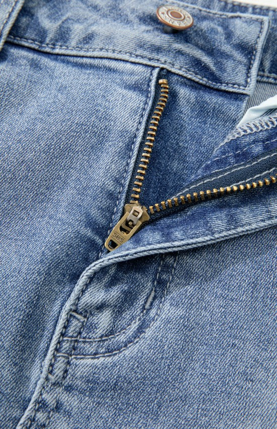Raw Hem Heart Denim Skirt