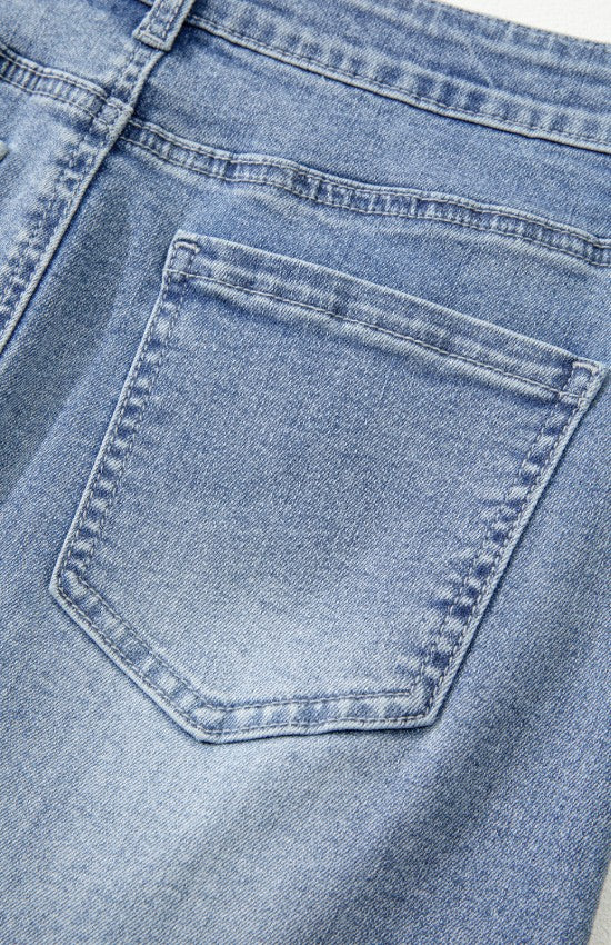 Raw Hem Heart Denim Skirt