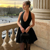 backless hanging neck dress