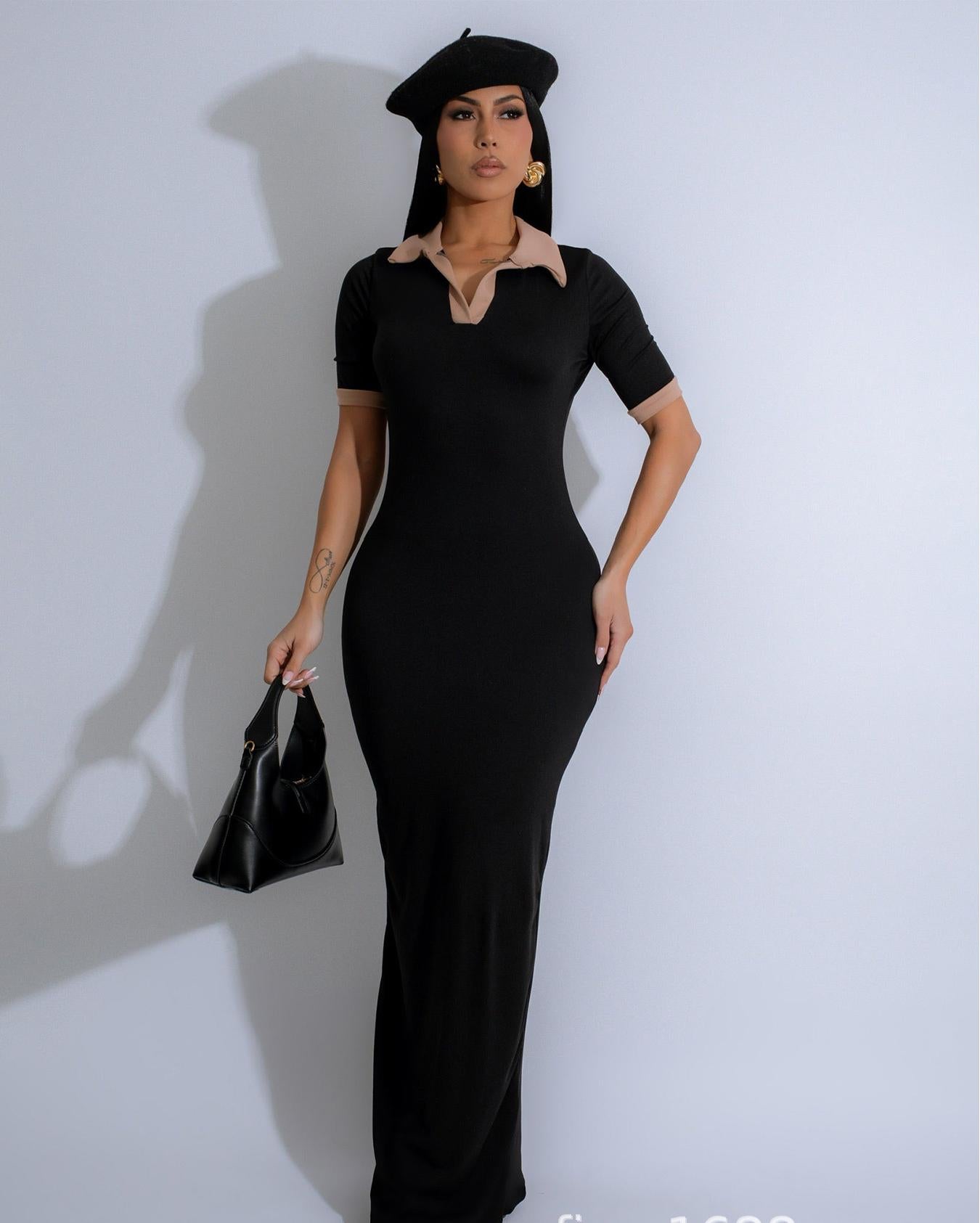 Polo collar hip hugging Dress