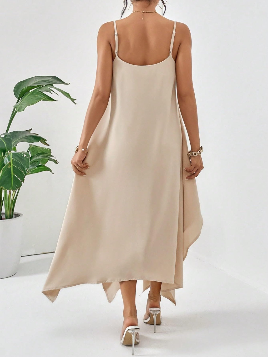 Scoop Neck Midi Cami Dress - MONLANE
