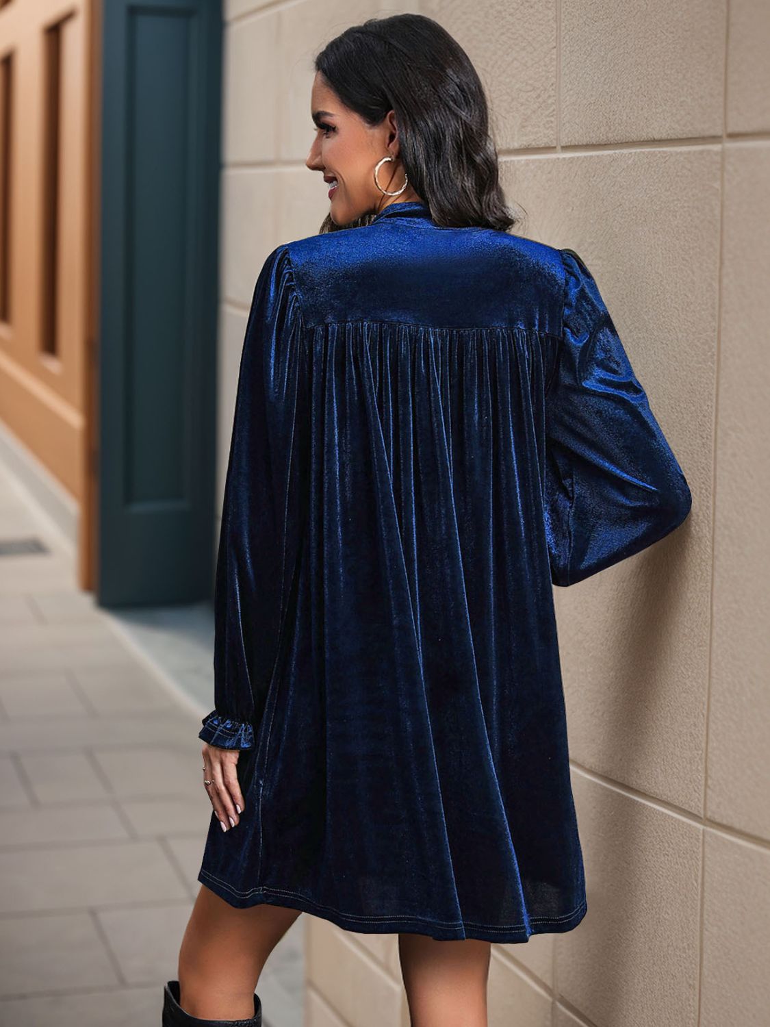 Surplice Long Sleeve Mini Dress