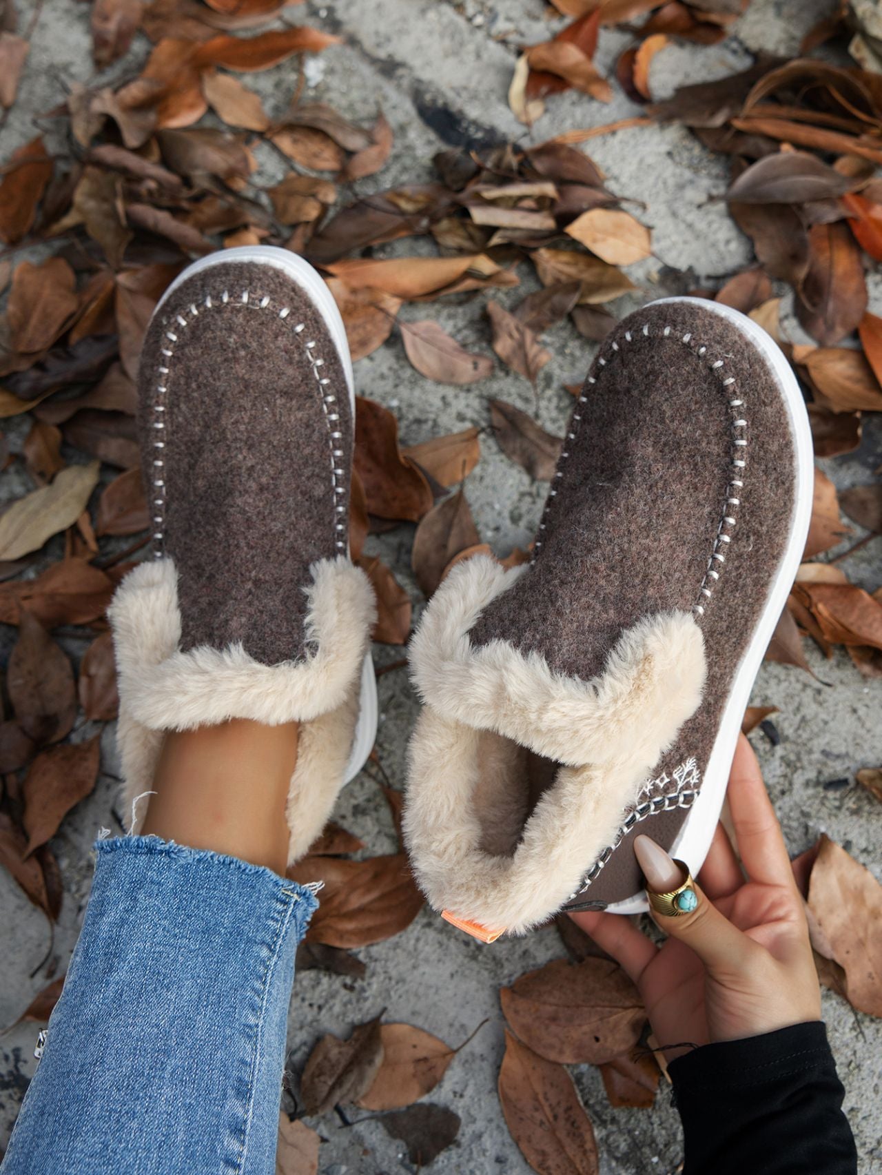 Furry Suede Flat Sneakers