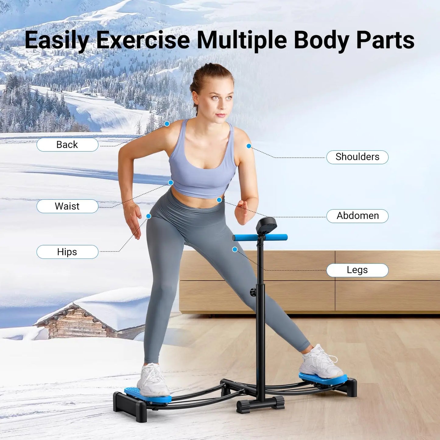 Adjustable Height Ski Exercise Machine