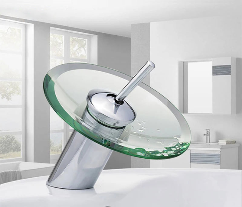 Glass Waterfall Sink Faucet