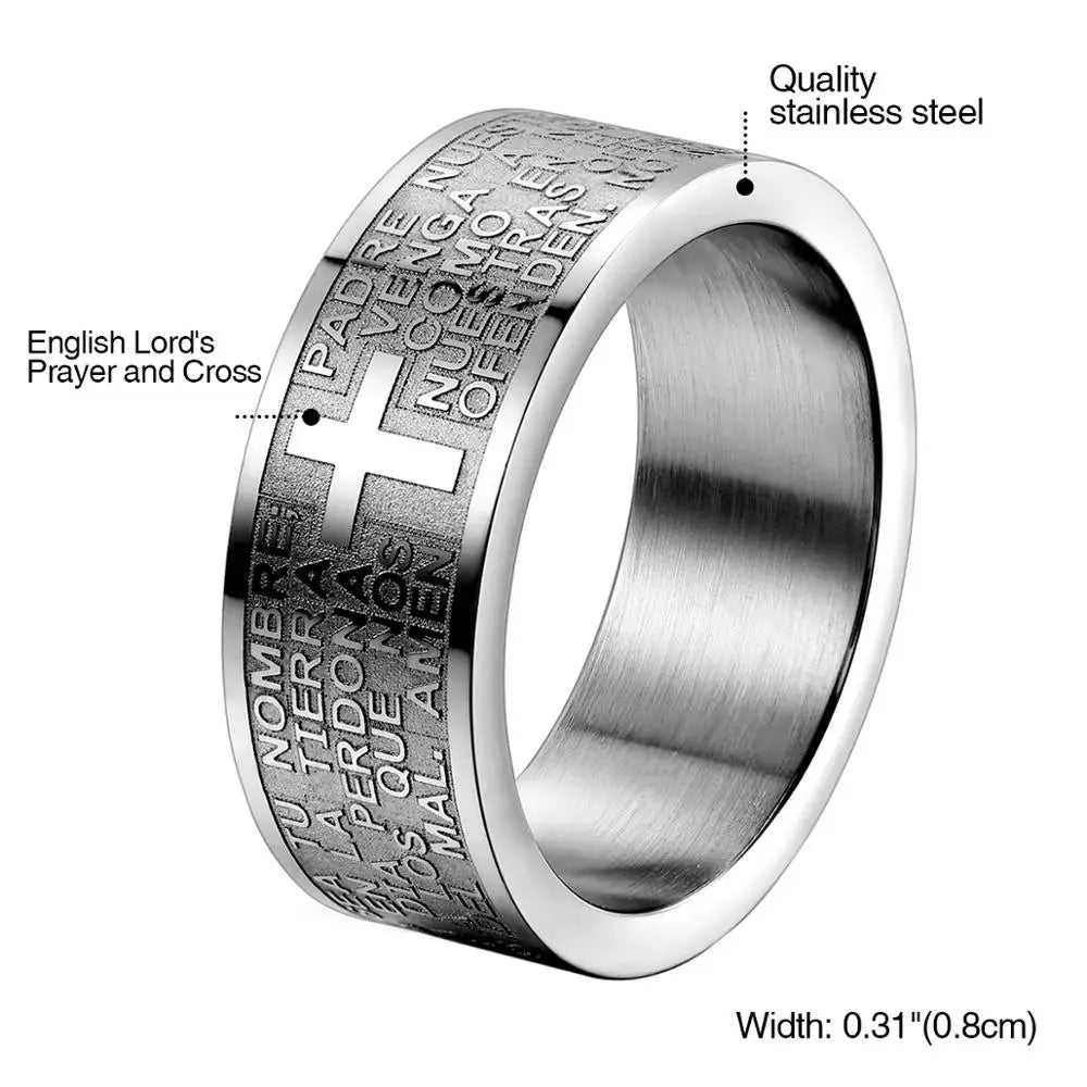Stainless Steel Spanish Lord's Prayer Ring