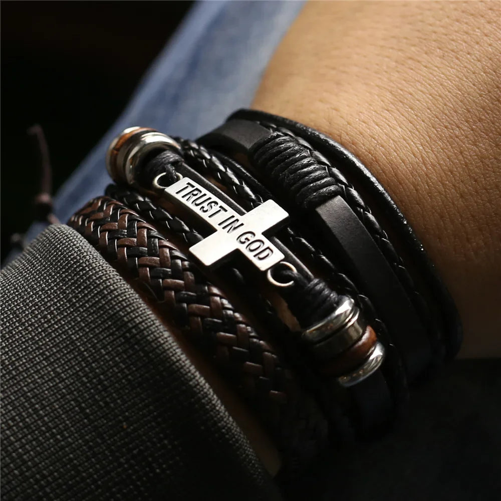 3 Pcs/Set Leather Bracelets