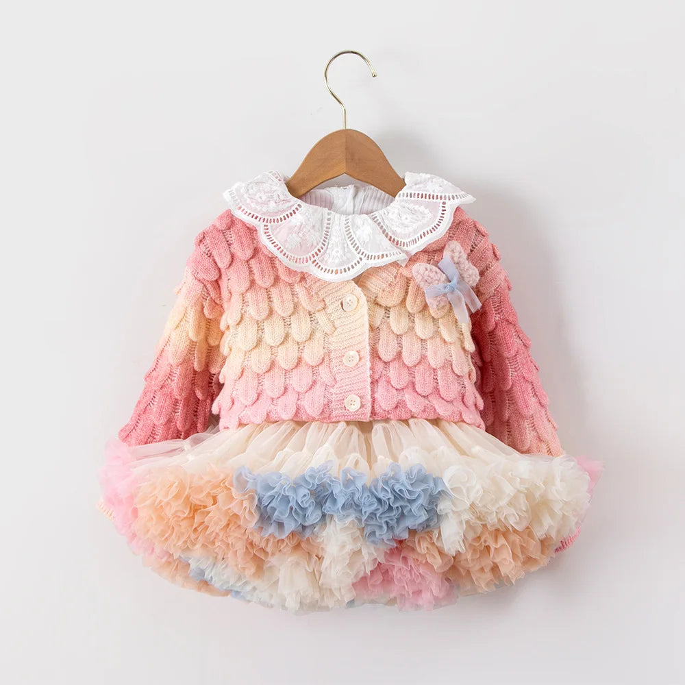 Girls Sweater & Skirt Party Suit