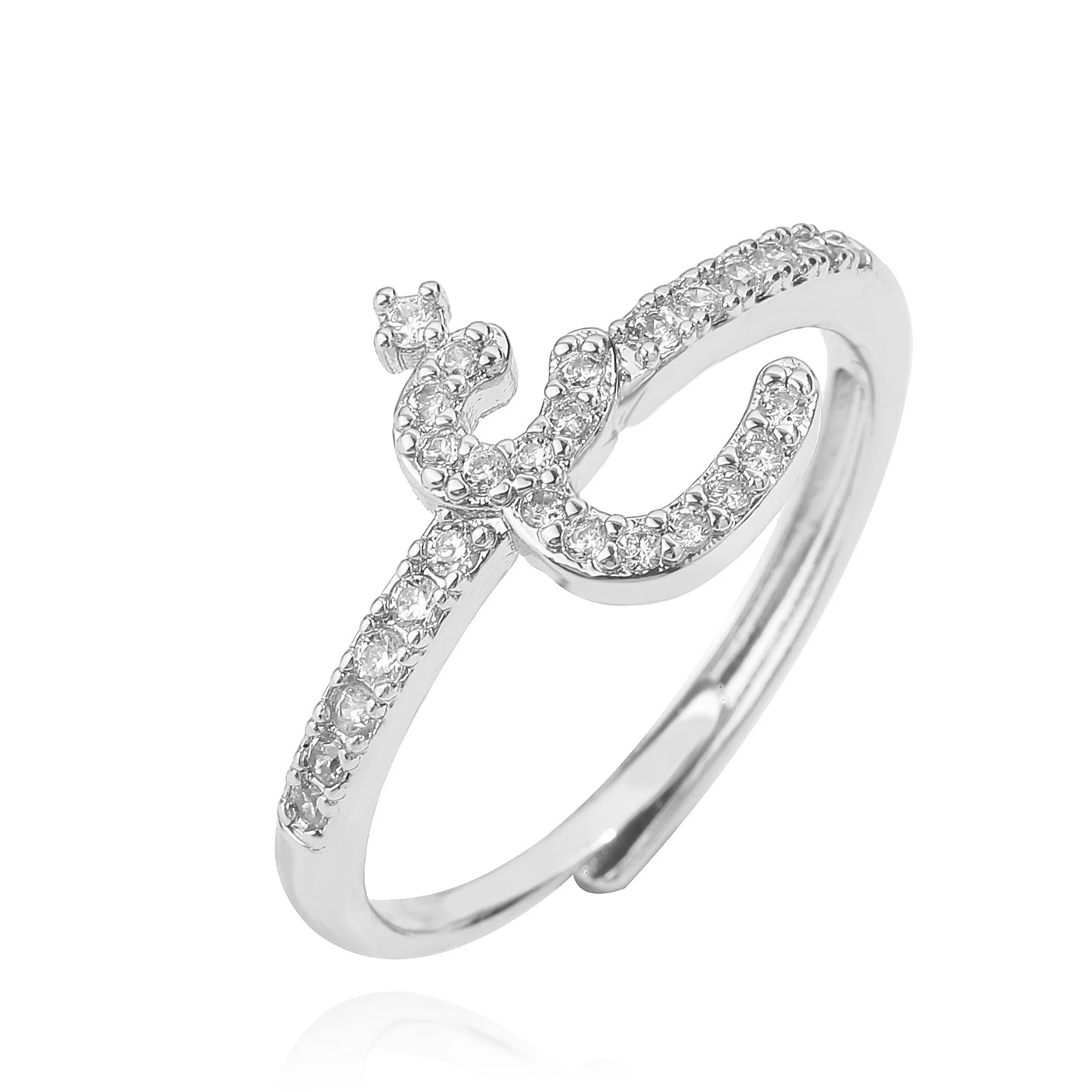Zircon Arabic Letter Ring