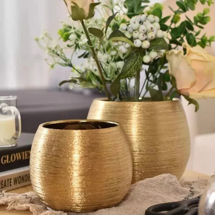 Ceramic Unique Gold Flower Pot