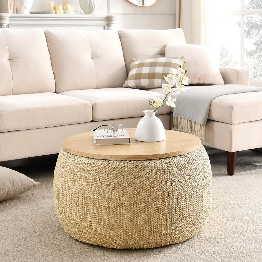 Modern Round Storage Ottoman