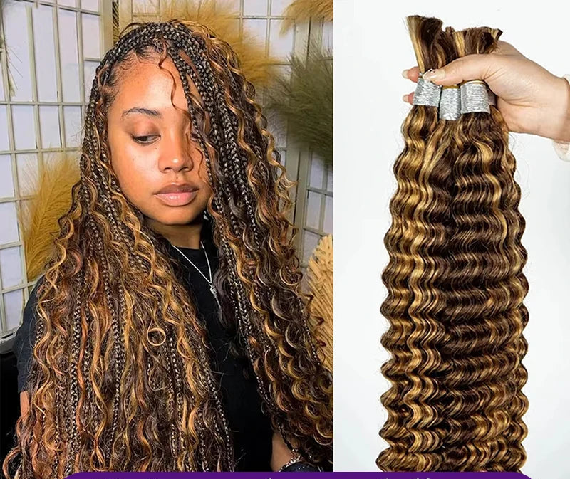 Deep Wave Bulk Human Hair for Braiding