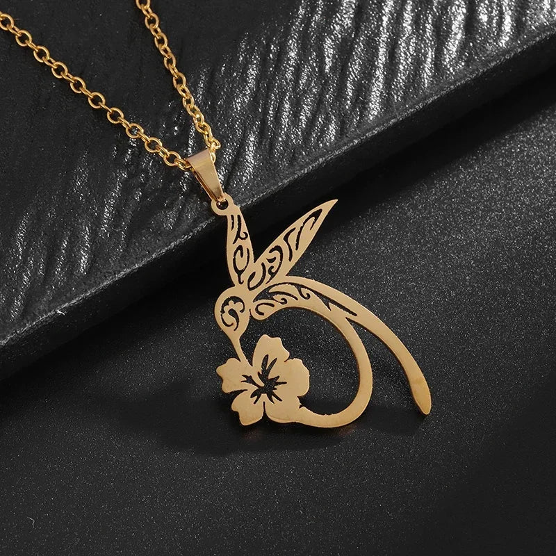 Hummingbird Flower Pendant Earrings