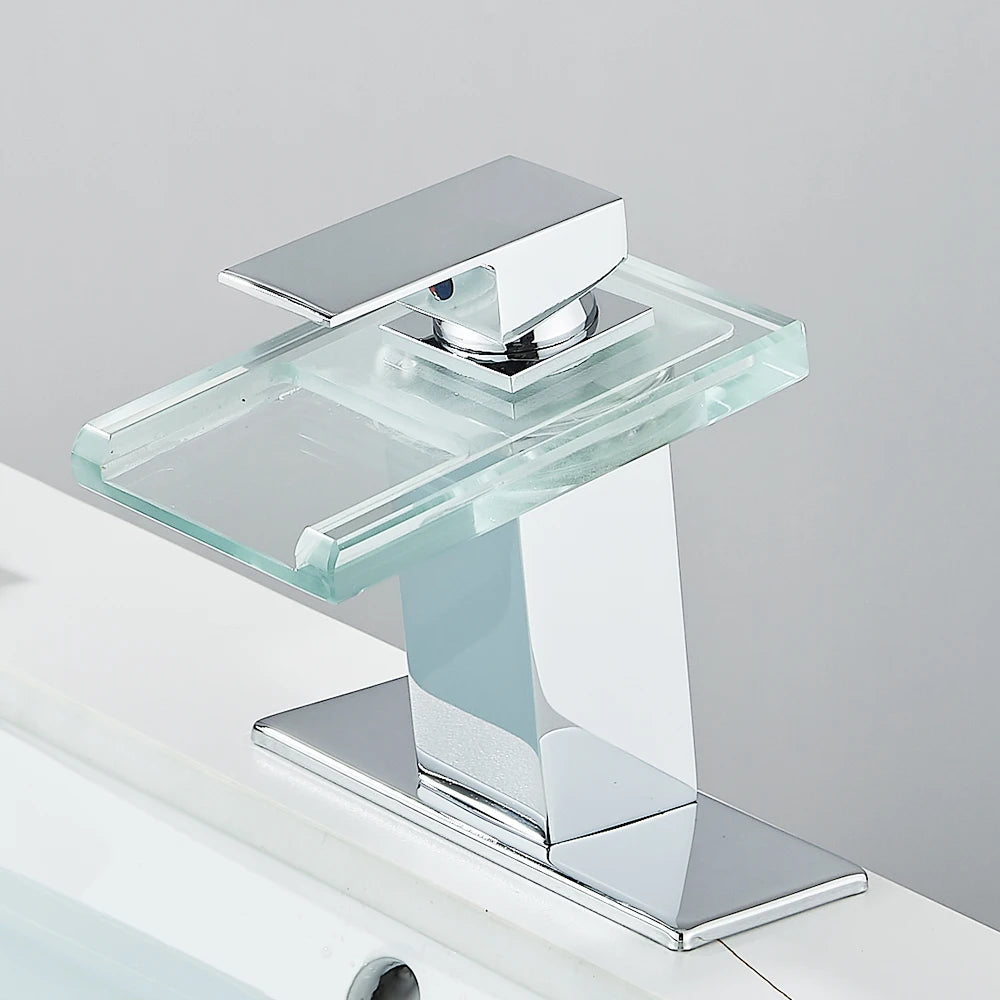 LED Waterfall Bathroom Sink Faucet